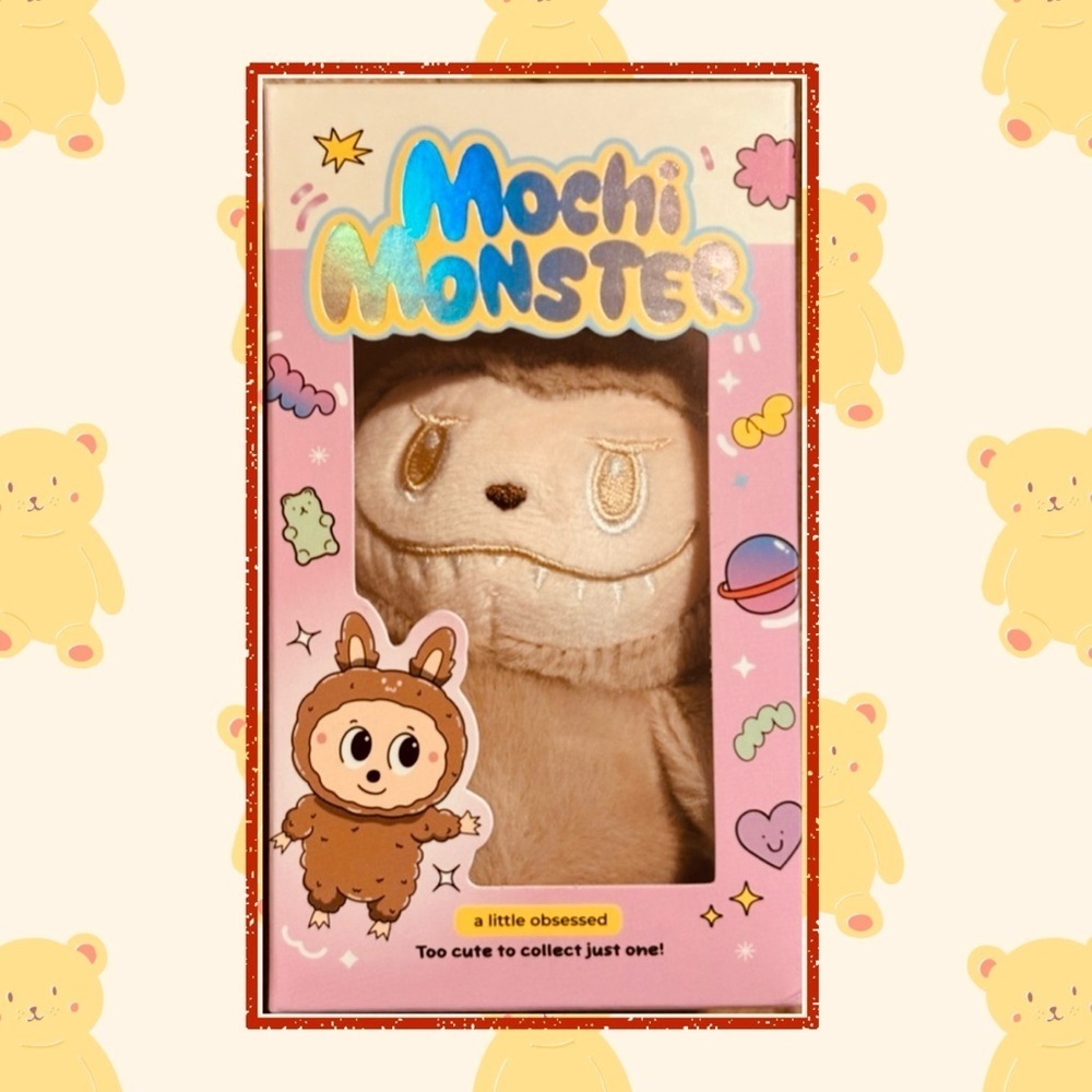 🧸🆕🧸 Mochi Monster Plush Monster Bag Charm Keychain-Brown NIB